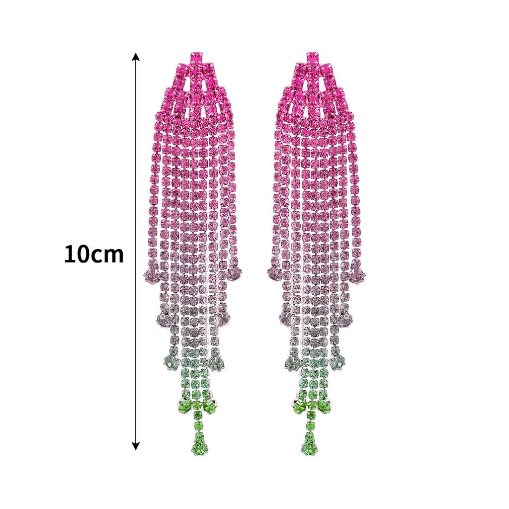 Temperament Senior Sense Of Set Rhinestone Tassel Long Earrings Light Luxury Style Fashion Women's Earrings New Earrings 1 Pair