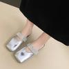 Fashion Square Slippers Summer New Baotou Shallow Mouth Crystal with Cover Foot Soft Sole Anti-slip Wear-resistant Flat Shoes