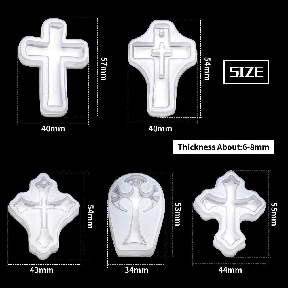 5pcs Silicone Silicone Molds Set White Cross Resin Molds Cross Shape Silicone Mould DIY Decorative