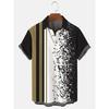 Men's Casual Shirt 3D Music Note Printed Hawaiian Men's Short Sleeve Lining