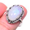 Natural Rainbow Moon Stone Gemstone 925 Sterling Silver Jewelry Ring Size 9 G8y54