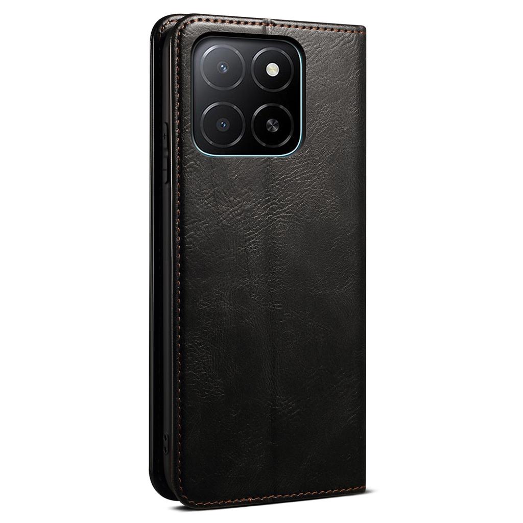 Чехол для Honor X5b/X5b Plus с текстурой Crazy Horse, вощеный кожаный кошелек, подставка, чехол для телефона