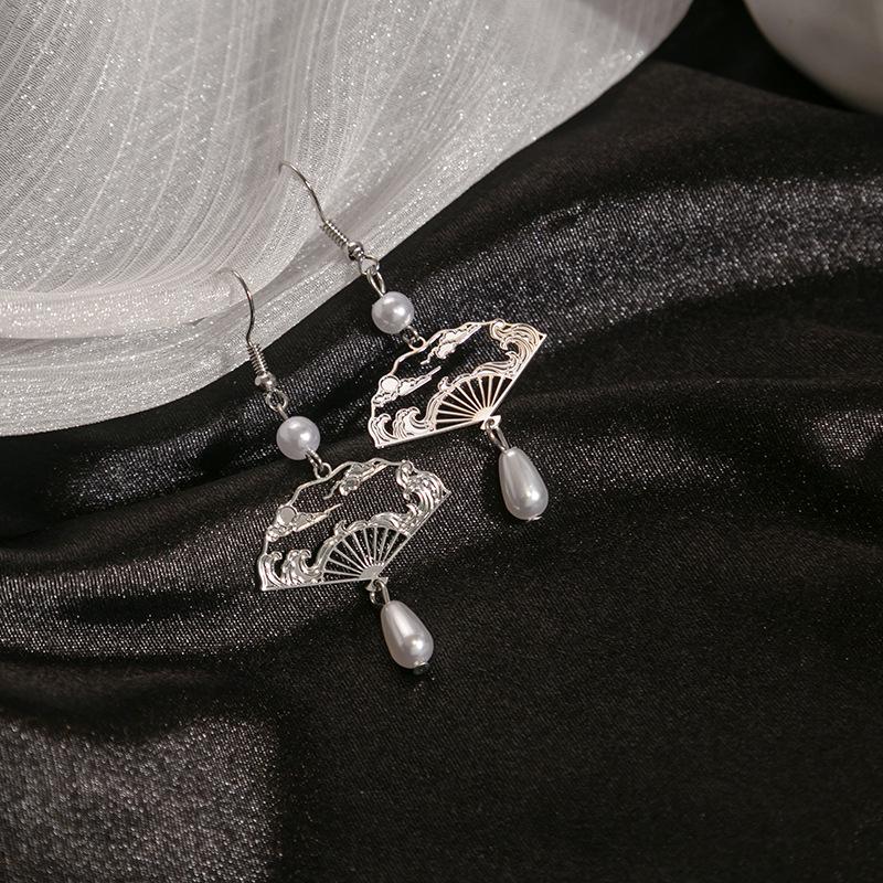 Серебряные игольчатые ретро-серьги с китайским жемчугом и нефритом в стиле дворца Ханьфу