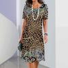 Новые женские платья Платье с леопардовым принтом Летнее элегантное платье Роскошные женские платья с коротким рукавом Модная одежда больших размеров