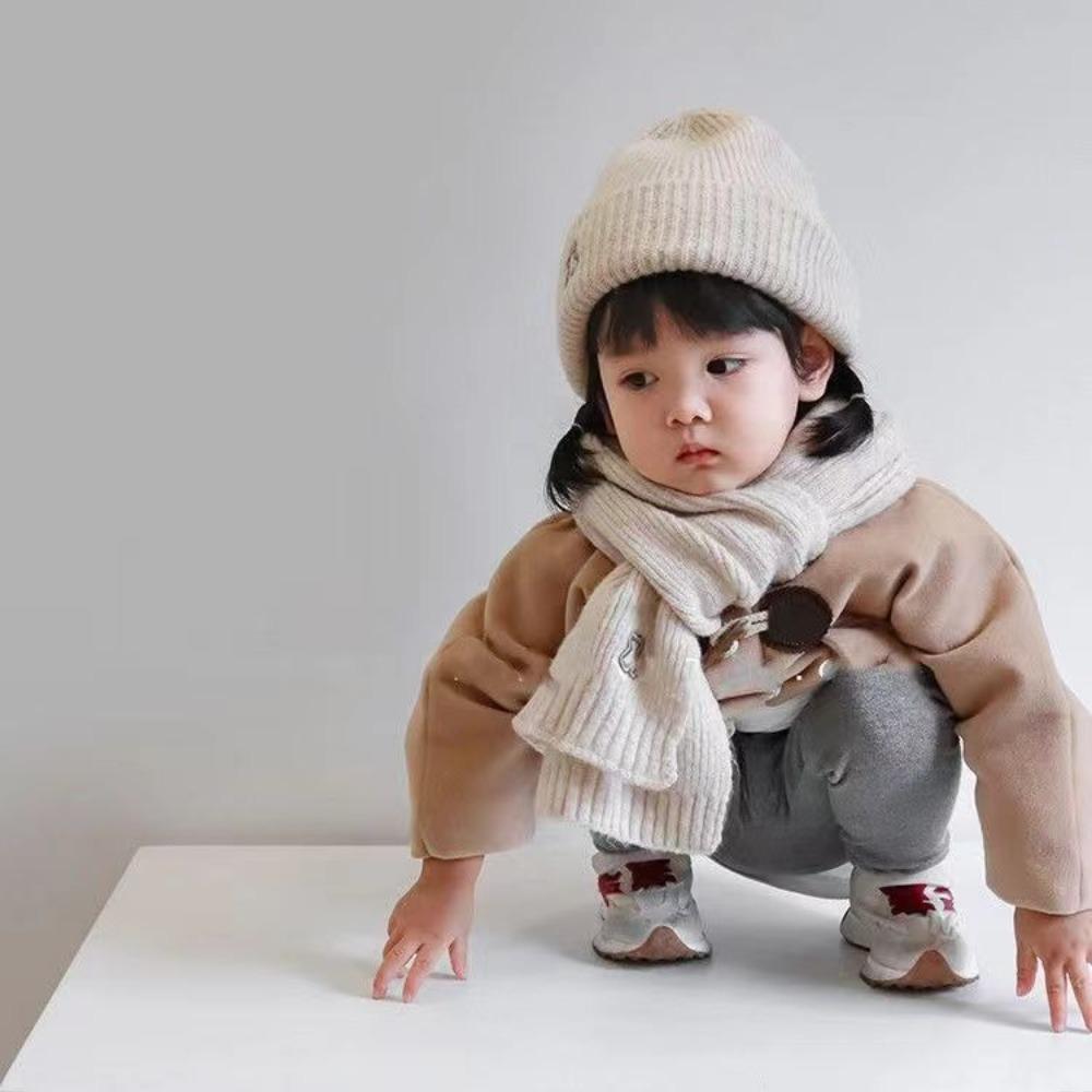 Thick Hat Scarf Set Cute Warm Scarf Fashion Pullover Hats for Baby