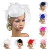 Обруч для волос дизайн милый чародей шляпа ручной работы благородный сплошной цвет искусственные перья сетчатый декор свадебный головной убор аксессуары для волос