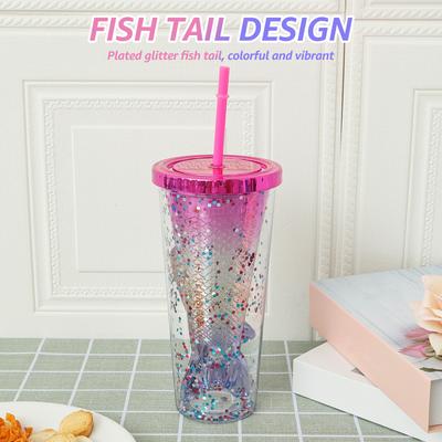 АБС Тамблер Хвост Русалки Двойной Хвост Русалки Чашка-соломинка 350 мл Градиентная Чашка-соломинка Герметичная Блестящая Кружка для воды для вечеринки для детей