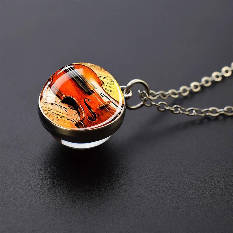 Ожерелья с музыкальными инструментами, фортепиано, гитара, кларнет, флейта, художественный стеклянный шар, кулон, музыкальная нота, ожерелье, женское музыкальное подарочное ювелирное изделие