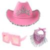 Cowgirl Hat+Scarf+Sunglasses Set for Music Festival Cool Scarf for Costume Party Cool Bandana for Bachelorette Party