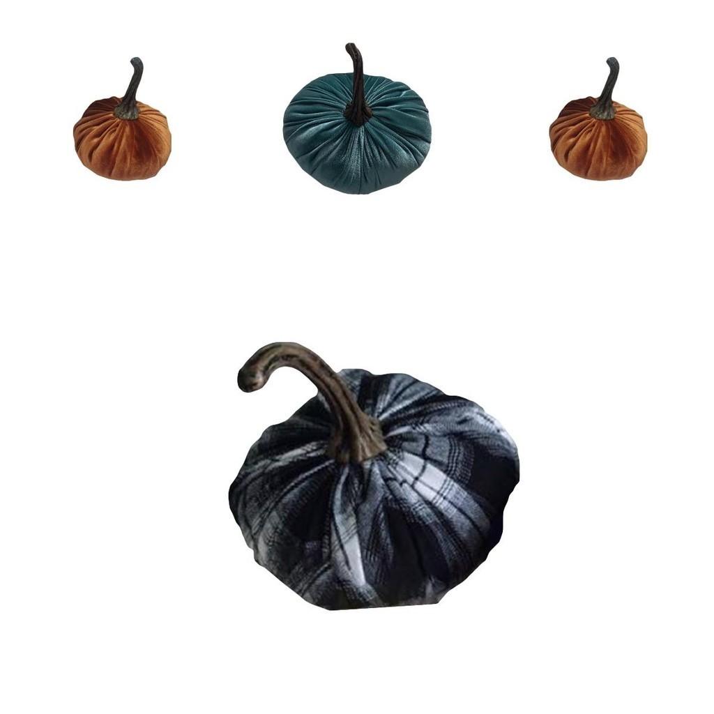 Роскошные бархатные плюшевые подушки-тыквы синего цвета для элегантного хэллоуинского декора