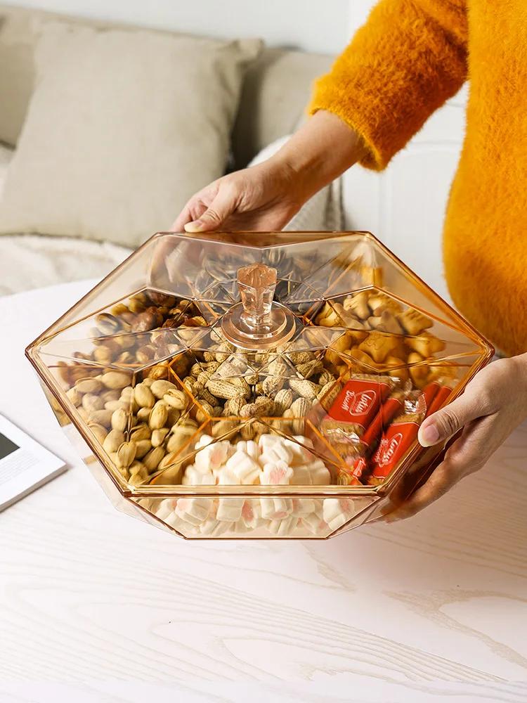 Новый поднос для сухофруктов, поднос для закусок в гостиную, отделение для конфет, коробка для сухофруктов с крышкой, коробка для хранения конфет