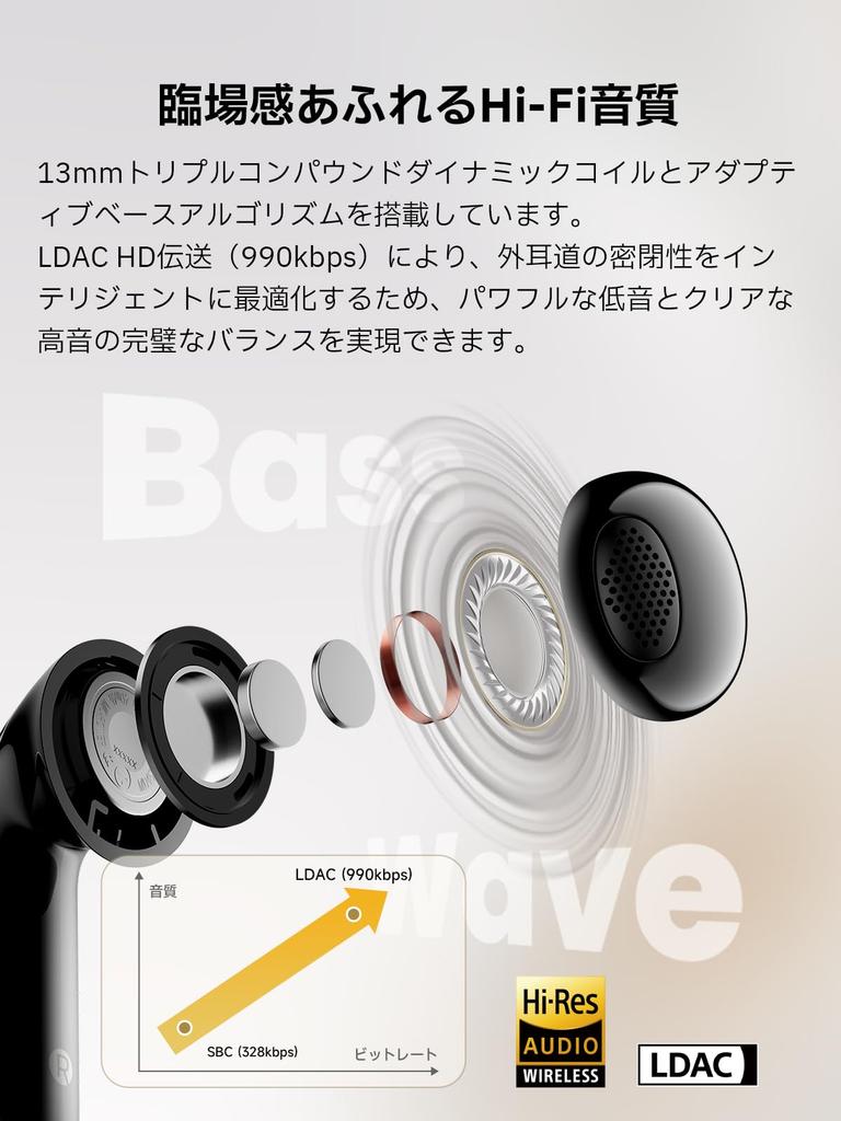 EDIFIER EvoBuds [Ear-Freeing Comfort] In-Ear Wireless Earbuds  Lightweight ANC, High-Resolution Audio (LDAC)  Personalized Sound with App  Bluetooth