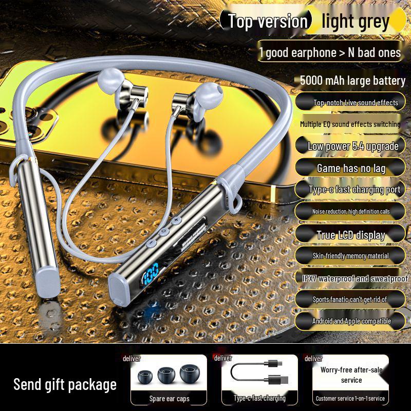 2025 In-Ear Bluetooth Neckband with Long Battery, Noise Cancelling, Waterproof, Heavy Bass for Running & E-Sports