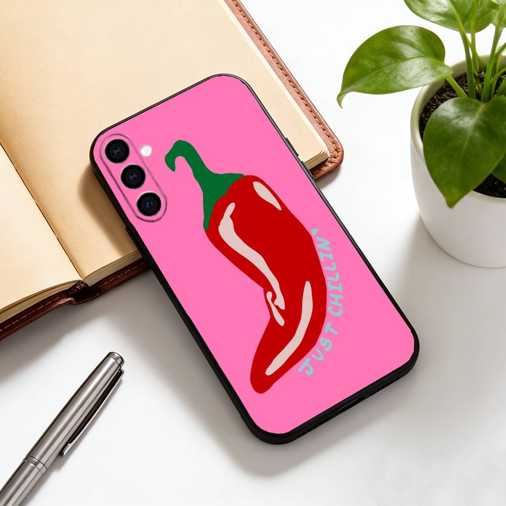 Иллюстрация перца чили Чехол для телефона Для Samsung Galaxy A73,A72,A71,A70,A53,A52,A51,Мягкий силиконовый черный чехол