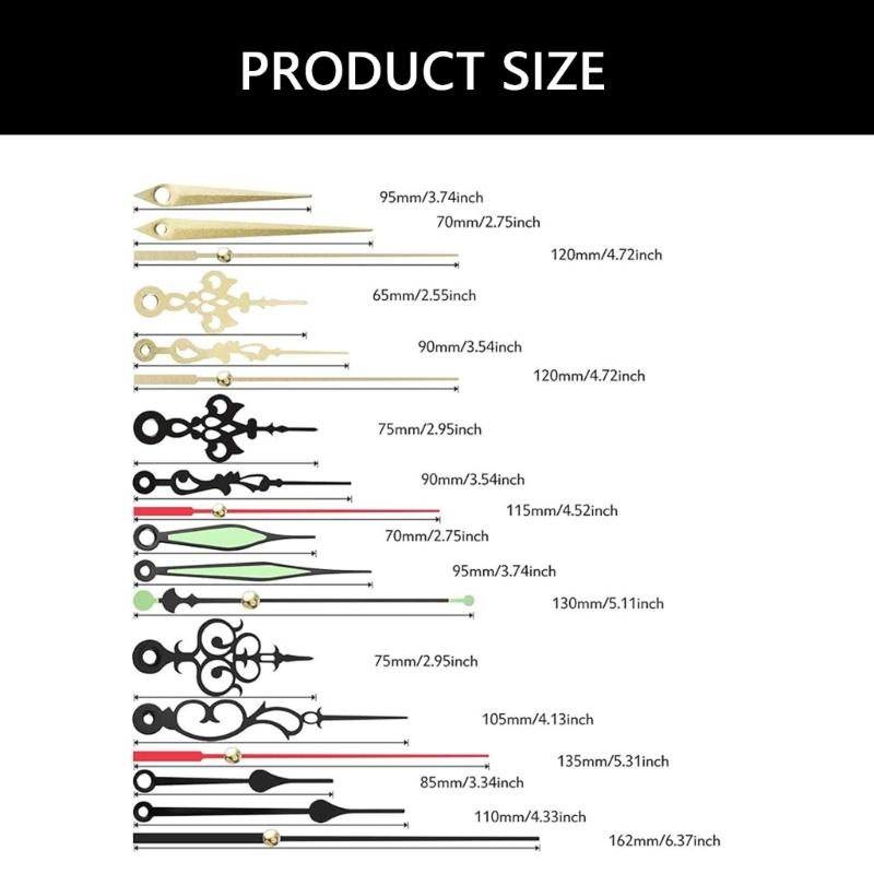 4 шт. Комплекты часовых механизмов для настенных часов с 10 парами металлических стрелок для ремонта часов на заказ, длина вала 18/20 мм
