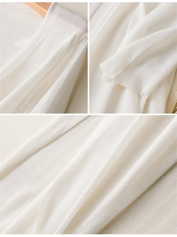 САРАДЕМУНТ Длинный трикотажный кардиган для кондиционирования воздуха с УФ-защитой, однотонный, идеально подходит для офиса, женский кардиган, защита, защита, разрез, стройнящий, стильный, легкий, рукав 3/4