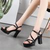 2024 New Heel Thick Heel Waterproof Table Sandals Women's Fashion Muffin Platform Catwalk Women's Shoes Buckle Heightening Sandals Women
