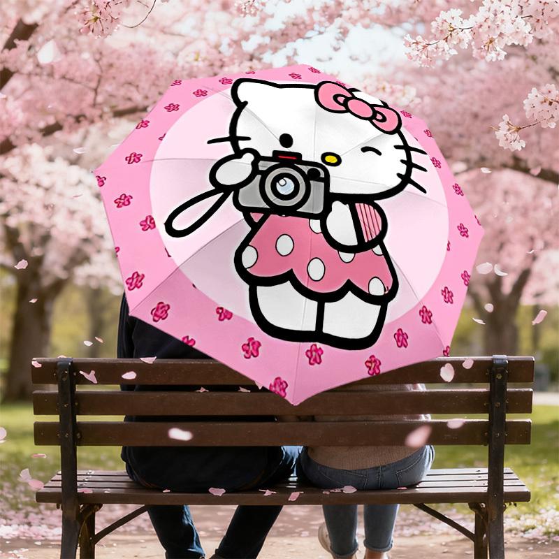 1PC Hello Kitty Umbrella-8-Rib Reinforced, Automatic Open, Lightweight & Durable, Cute Fashion Accessory for Outdoor, Beach or Casual Use, Beach Umbre