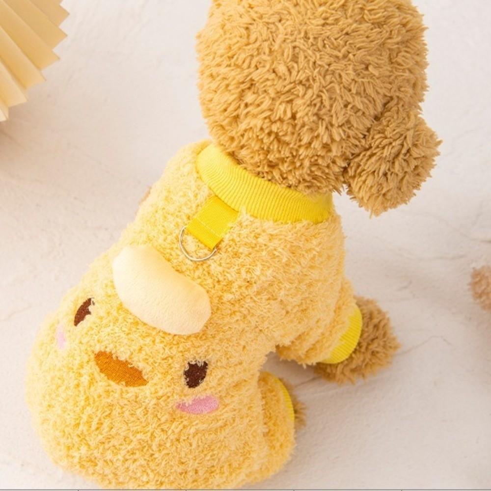 Теплый плюшевый комбинезон для собаки Уютный мультяшный четырехлапый плюшевый пальто Мягкий флис Животный узор Хлопковая куртка для собаки Осень Зима