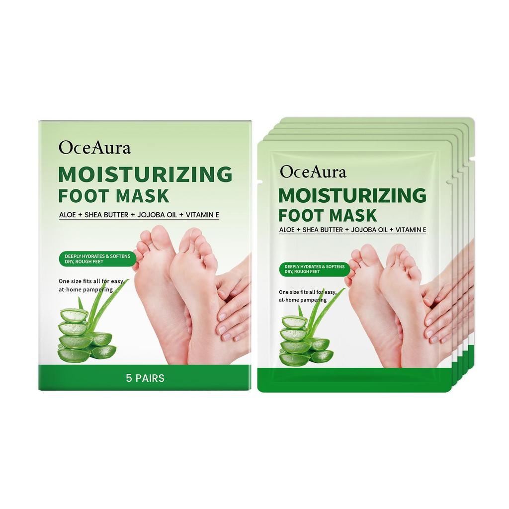 OceAura Aloe moisturizing and Nourishing Foot Mask Daily Care for dry and rough feet Moisturizing and softening foot care Mask 5pcs