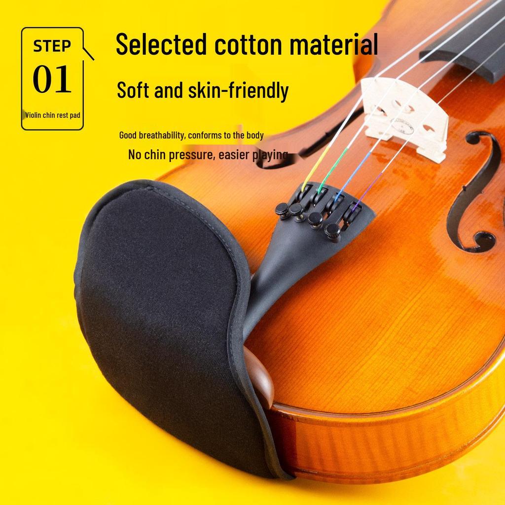 Violin Chin Rest Pad & Protector for Children and Adults - Comfortable Chin and Shoulder Support with Cloth Cover.