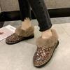 Female Shoes Outdoor Ankle Women's Boots Warm Snow Boots Women Rhinestones Round Toe Slip On Low Heel Shoes Women