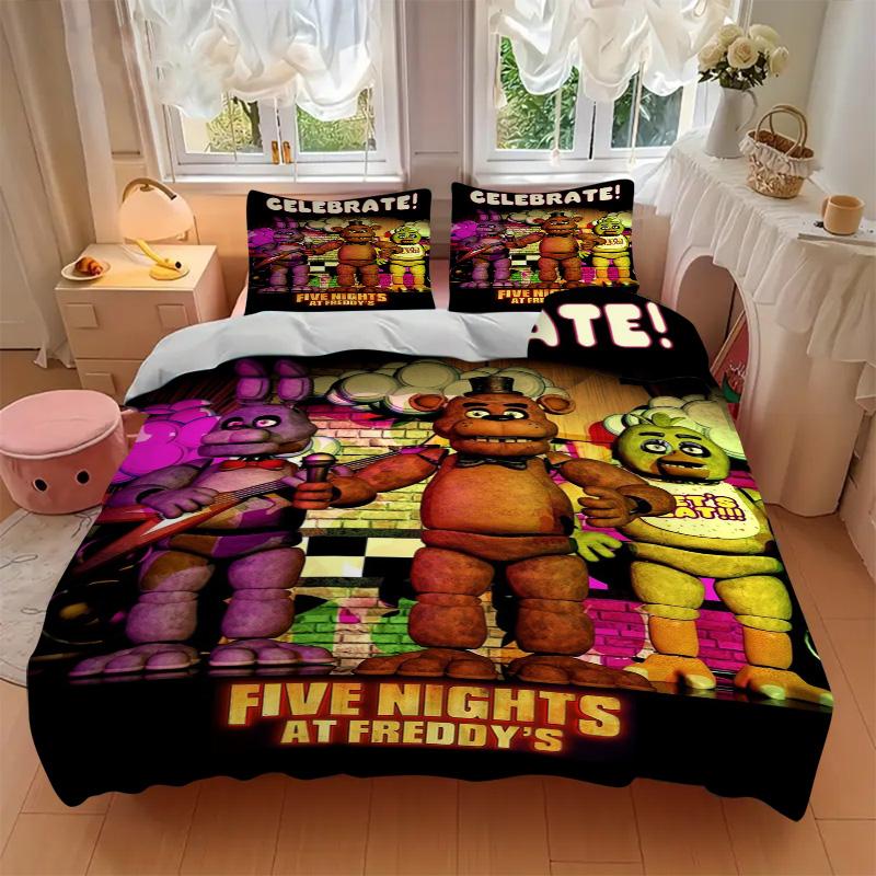 Fnaf Celebration Bedding 3 Piece Set Hd Print Duvet Cover Pillowcases For Teens Adult Bedroom Decoration Christmas Gift C9211960