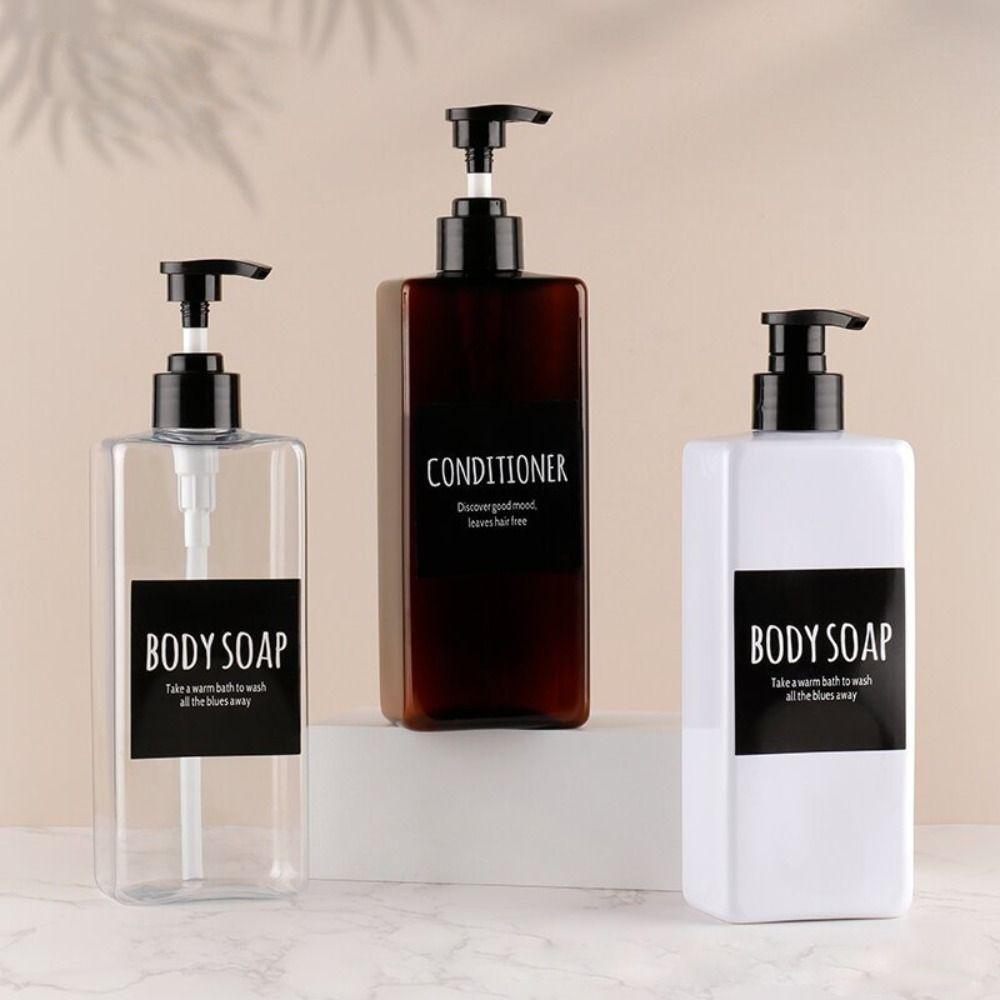 Пластиковый дозатор для мыла объемом 500 мл с этикеткой, современный контейнер для шампуня для ванной комнаты, кухни, туалета