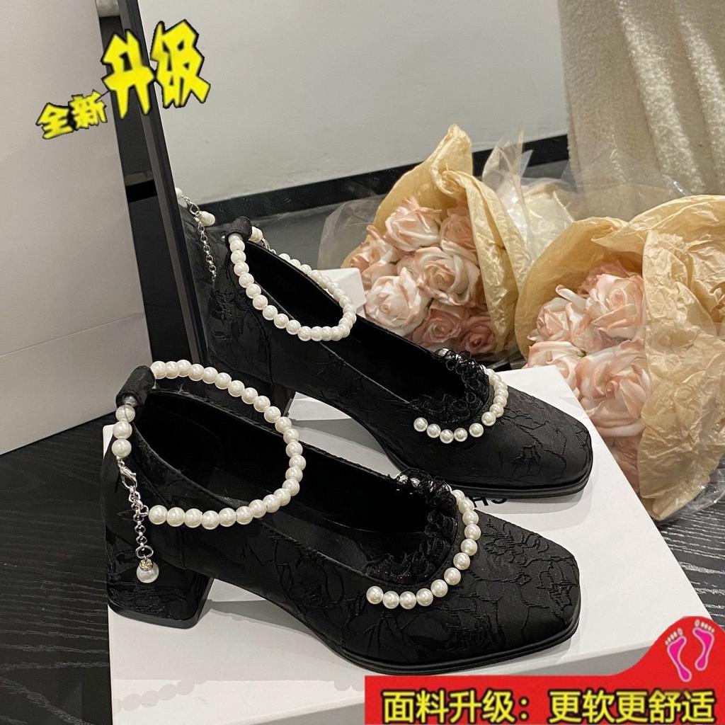 Mary Jane Shoes Antique Dress Cheongsam Shoes Versatile Spring and Autumn High Heels Single Shoes Women's High Heels