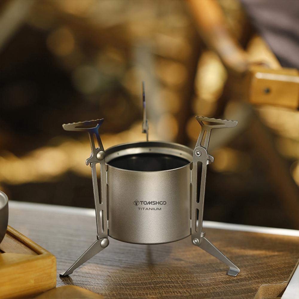 TOMSHOO Титановая спиртовая плита со складными ножками и подставками для кастрюль для кемпинга и походов