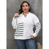 Women's Pullover Autumn-winter Plus-size Patchwork Striped Polo Collar Sweater
