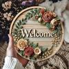 A Pack of 8-inch Round Vintage Metal Wreath Wrought Iron Welcome Signs, Waterproof and Non-fading