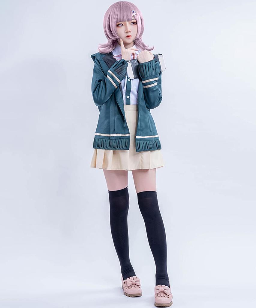 Chiaki Nanami Cosplay Costume Set from Super Danganronpa with Wig for Halloween [Milky Time] (XL)