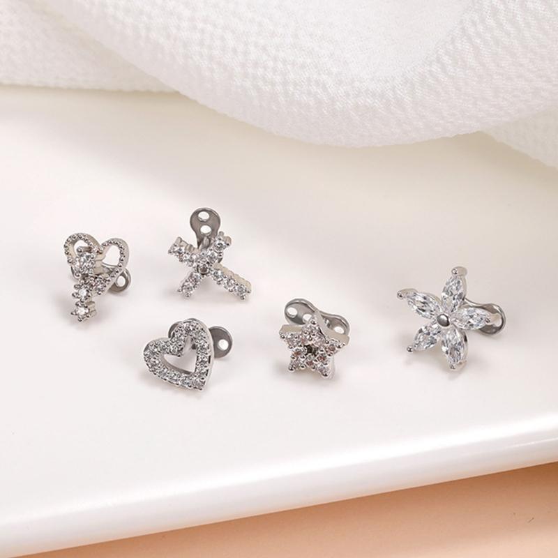 2Pcs Eye Catching Body Piercing Studs With Geometric Design Stainless Steel Contemporary Piercing Accessories