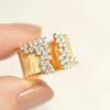 Huitan 2022 New Fashion Women's Finger Ring with CZ Stone Wiredrawing Effect Gold Color Wide Rings Luxury Female Zircon Party