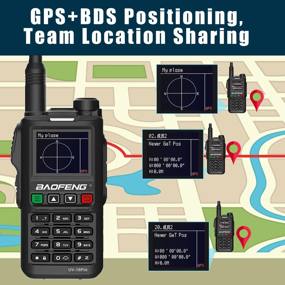 Baofeng UV-18Pro V2 GPS Walkie Talkie 10W Long Range Portable 999CH Ham FM Radios UHF VHF USB-C Charge 2-Way Radio Waterproof
