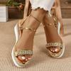 Fashion Women Sandals Fashion 2025 Rhinestone Summer Non Slip Beach Shoes Women Wedge Sandals for Women Lightweight Platform Slippers