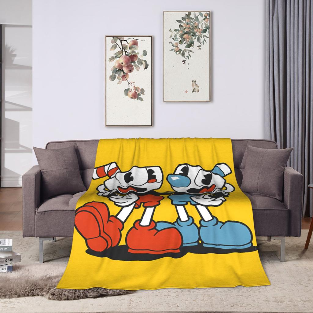 Капхед и Магмен Теплое Мягкое Одеяло Мультяшное Детское Взрослое Плюшевое Плед Графический Диван Кресло Фланелевое Покрывало Покрытие для Дивана-Кровати