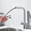 Kitchen Pull-out Filtered Faucet Black Brass Purifier Faucet 360 Rotation Dual Sprayer Drinking Water Tap Vessel Sink Mixer Tap