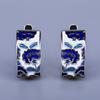 Chinese Style Classic Retro Elegant Earrings Blue Enamel Earrings Flower Fashion Party Lady