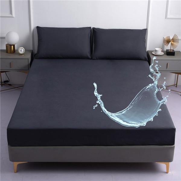 Супер водонепроницаемая простыня из 3 предметов, гладкий наматрасник, покрывало с глубоким карманом, дышащее мягкое покрывало, постельное белье (С 2 наволочками)