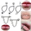 Stainless Steel Multifunctional Lip and Eyebrow Stud with Chain and Cone Design