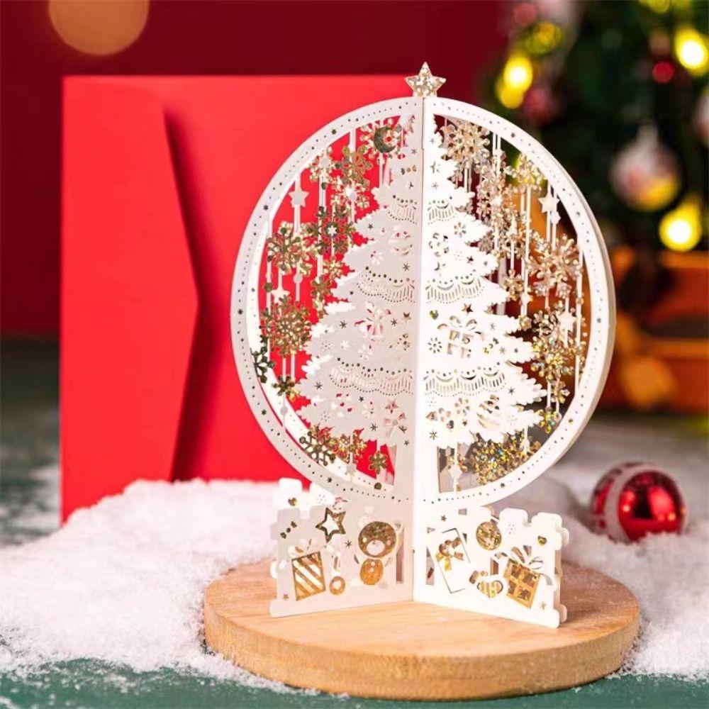 Hot Stamping 3D Pop Up Card Laser Cut Popup Card Exquisite Blessing Card Christmas Gift