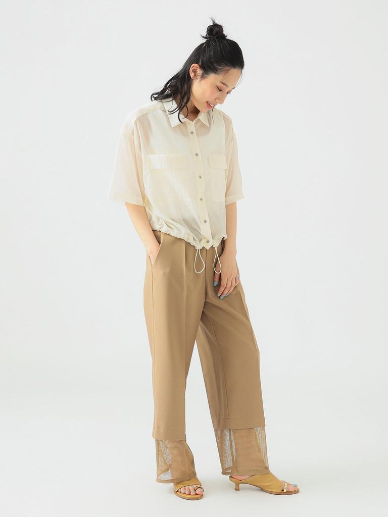 B:MING LIFE STORE by BEAMS Women's Water-Repellent Sheer Shirt (S-M) IVORY S