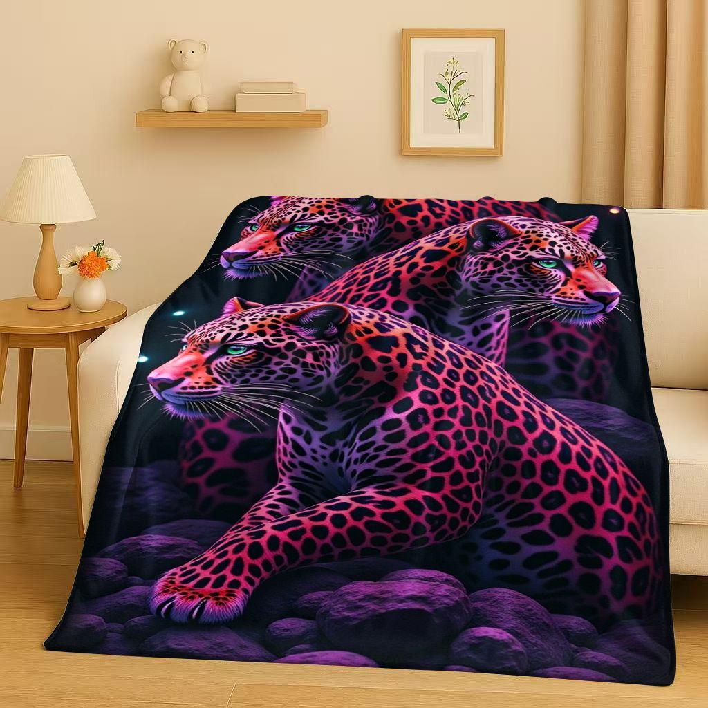 3D Cheetah Leopard Beast Flannel Blanket,Ultra Soft Warm Plush Throw for Home Bedroom Bed Sofa Cover Office Travel Camping Gift