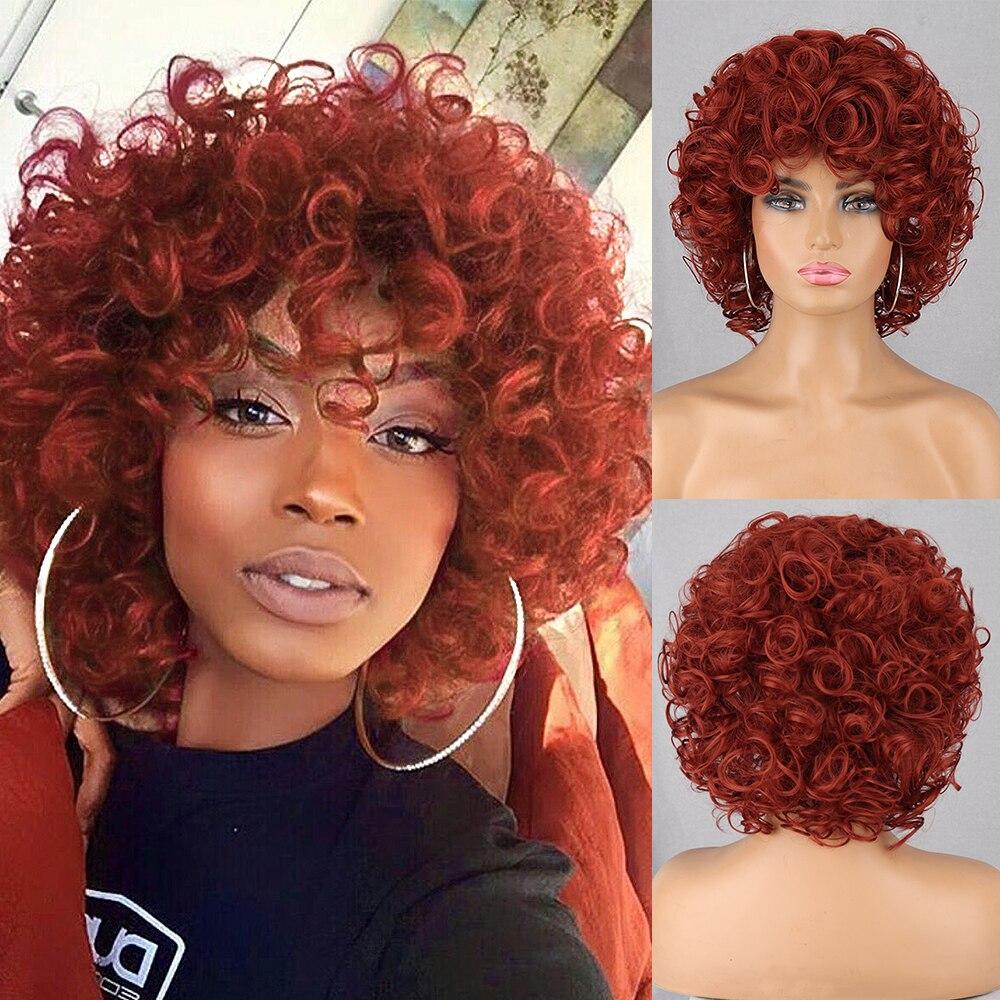 XINRAN Fluffy Wigs Synthetic Short Curly Wig Large Roll Extension Large Short Curly Flexible Soft Natural Full Bob Wigs For Women Cosplay Daily