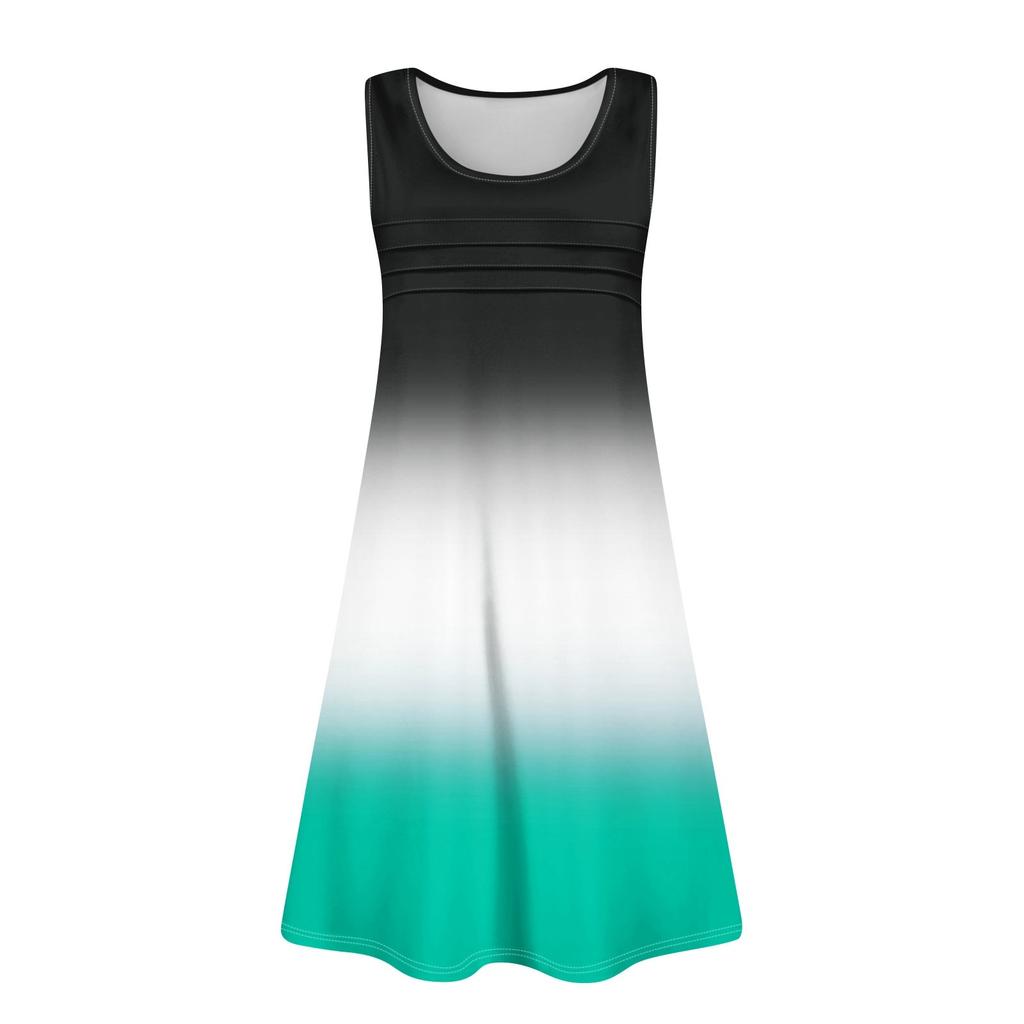 Женские летние платья с круглым вырезом, плиссировкой спереди, без рукавов, карманами, сарафаном, повседневным платьем