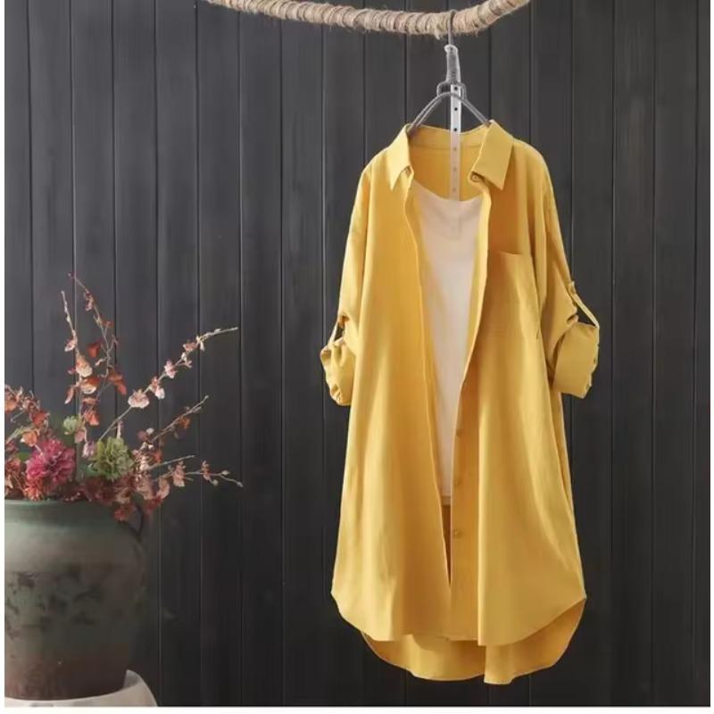 White Shirt Women 2025 Spring Summer Korean Fashion Simple Solid Color Long Shirts Lady Loose Breathable Midi Shirt and Blouse