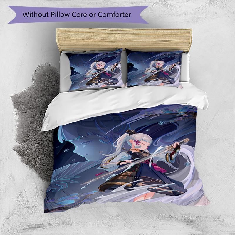3pcs Genshin Impact characters4 pattern bedding set duvet cover set includes duvet cover &pillowcases, perfect all season bedroom decoration & gift