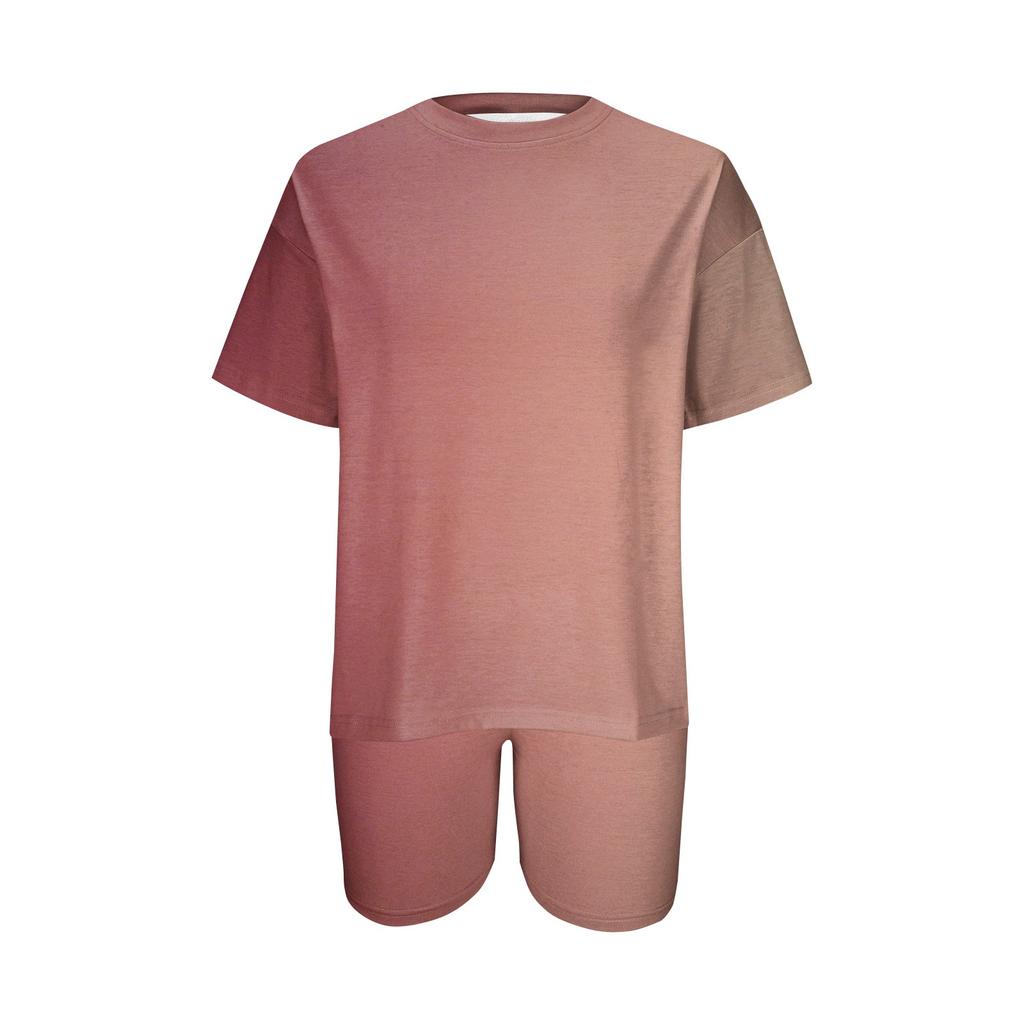 Женский повседневный спортивный комплект из двух предметов, свободный и модный топ с принтом, комплект шорт с короткими рукавами